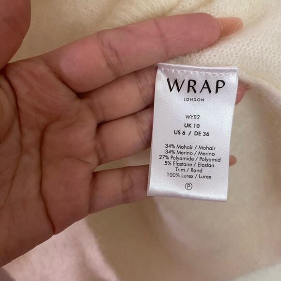 Wrap London two tone Grey and White Mohair Merino Blend sweater US 6 - Picture 8 of 9